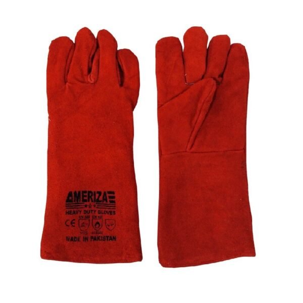 Welding Gloves -Leather -RED - Image 4