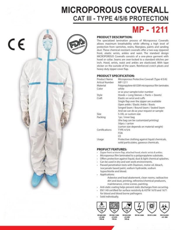 Microporous Medical Dis Coverall Type 5 6 - Image 3
